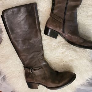 Born brown leather knee-high boots with heel